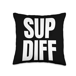 diff things tees co sup diff support difference gaming funny meme throw pillow, 16x16, multicolor