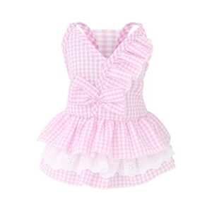 dress for dogs large girl cotton spring and summer pet clothes spring cute pet supplies cotton peach dress bow skirt