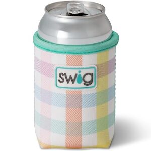 swig life standard can + bottle cooler, neoprene insulated can sleeve with credit card pocket, for standard size 12oz cans or bottles pretty in plaid can coolie