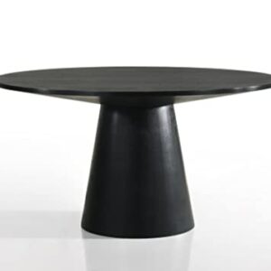 Lilola Home Jasper Ebony Black 59" Wide Contemporary Round Dining Table