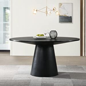 Lilola Home Jasper Ebony Black 59" Wide Contemporary Round Dining Table