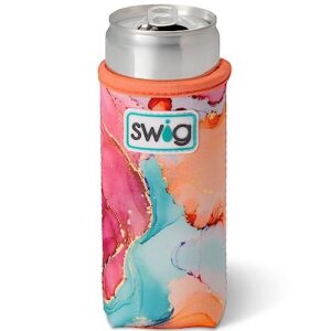 swig life slim can + bottle cooler, neoprene insulated can sleeve jacket for slim size 12oz cans or bottles seltzer, dreamsicle skinny can coolie