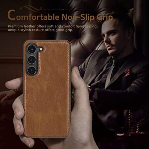 LOHASIC for Galaxy S23 Case, Luxury Leather Classic Scratch Resistant Full Body Protective Cases for Men Women Compatible with Samsung Galaxy S23 6.1 inch Display 2023 New - Brown