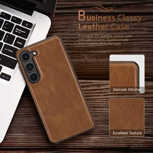 LOHASIC for Galaxy S23 Case, Luxury Leather Classic Scratch Resistant Full Body Protective Cases for Men Women Compatible with Samsung Galaxy S23 6.1 inch Display 2023 New - Brown