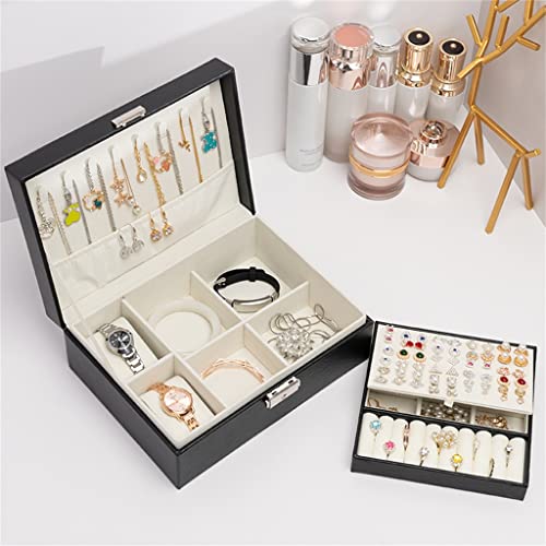 ZSEDP High Capacity Leather Jewelry Box with Pillow Travel Jewelry Organizer Necklace Earring Ring Storage Box for Women Gifts (Color : Gray, Size