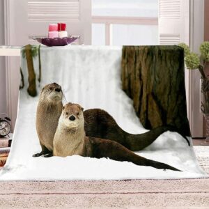 boceoey throw blanket for couch soft blanket warm lightweight, fleece blanket queen size for bedspread, fluffy cozy blankets for bed sofa travel camping 108x90 inches sea otter
