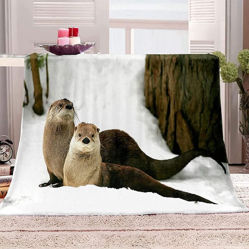 Boceoey Throw Blanket for Couch Soft Blanket Warm Lightweight, Fleece Blanket Queen Size for Bedspread, Fluffy Cozy Blankets for Bed Sofa Travel Camping 108x90 Inches Sea Otter