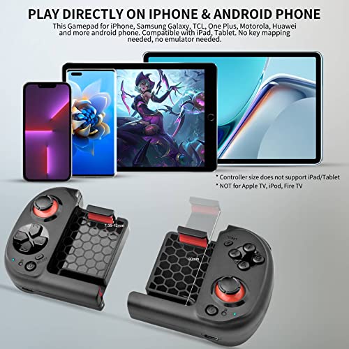 arVin Gaming Controller for iPhone Android Bluetooth Gamepad Joystick for iPhone 14/13/12/11, Samsung Galaxy S22/S21/S20, TCL, Call of Duty Mobile, Wireless Connection -Direct Play