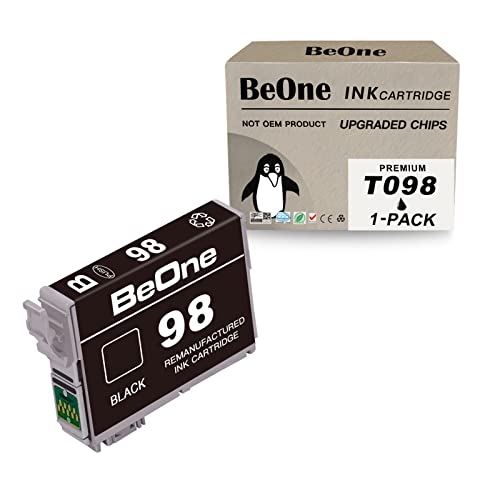 BeOne Remanufactured Ink Cartridge Replacement for Epson T098 98 T98 to use with Artisan 700 710 725 730 800 810 835 837 Printer (1 Black)