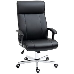 vinsetto executive office chair, pu leather computer chair with 360 degree swivel wheels, adjustable height, tilt function, black