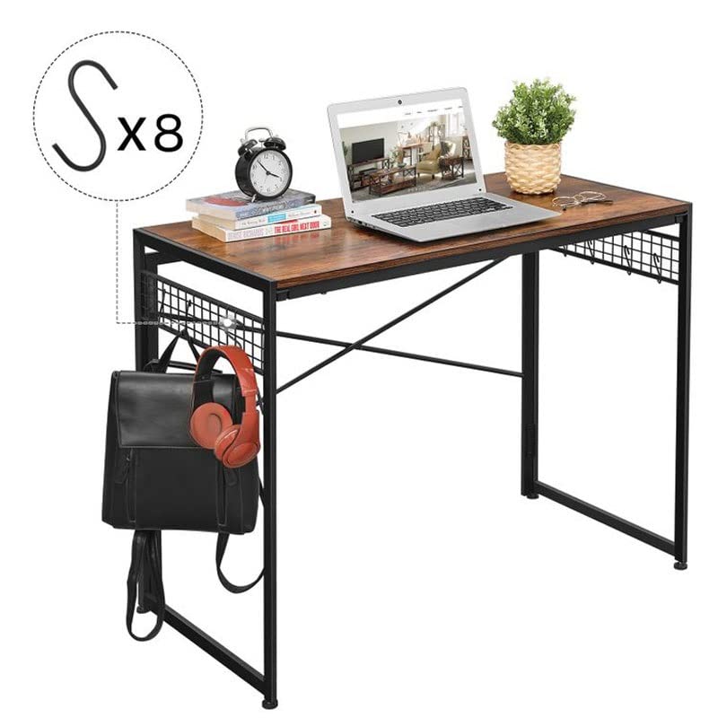 CZDYUF 39" Folding Computer Desk Writing Desk with 8 Hooks for Home Office Laptop