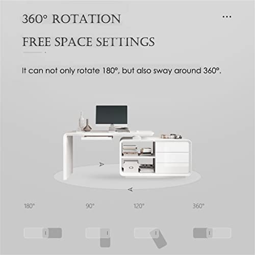 CZDYUF Office Desk Computer Desk Swivel Angle Multifunctional Desk White Office Furniture