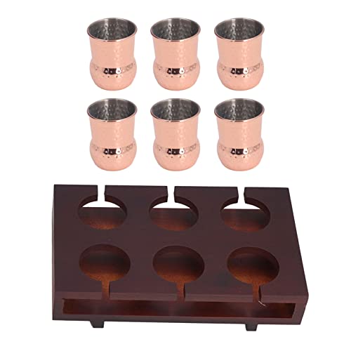 VTOSEN 6pcs Moscow Cocktail Cup, Useful Copper Plated Mule Mug, Stainless Steel Cocktail Mug Set with Storage Holder, for Home Party (100ml)