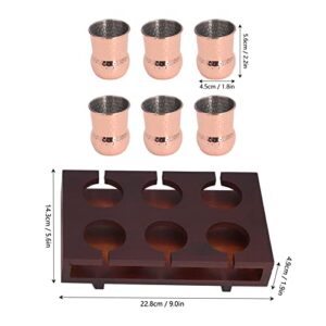 VTOSEN 6pcs Moscow Cocktail Cup, Useful Copper Plated Mule Mug, Stainless Steel Cocktail Mug Set with Storage Holder, for Home Party (100ml)