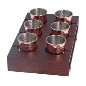 VTOSEN 6pcs Moscow Cocktail Cup, Useful Copper Plated Mule Mug, Stainless Steel Cocktail Mug Set with Storage Holder, for Home Party (100ml)