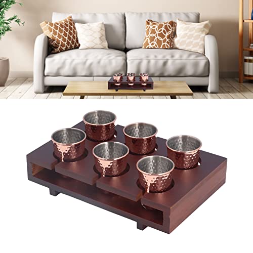 VTOSEN 6pcs Moscow Cocktail Cup, Useful Copper Plated Mule Mug, Stainless Steel Cocktail Mug Set with Storage Holder, for Home Party (100ml)