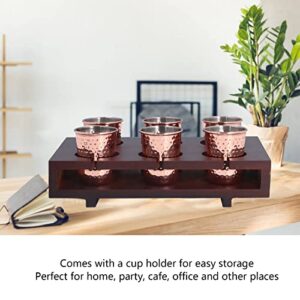 VTOSEN 6pcs Moscow Cocktail Cup, Useful Copper Plated Mule Mug, Stainless Steel Cocktail Mug Set with Storage Holder, for Home Party (100ml)