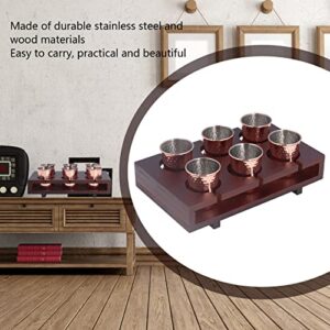 VTOSEN 6pcs Moscow Cocktail Cup, Useful Copper Plated Mule Mug, Stainless Steel Cocktail Mug Set with Storage Holder, for Home Party (100ml)