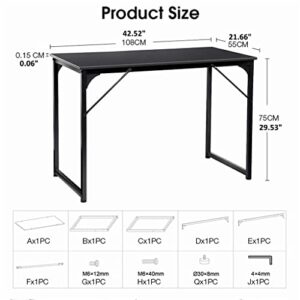 CZDYUF Computer Desk 43" Wide Desktop Office Desk Waterproof Steel Frame Laptop Table Style Study Table for Home Office (Color : E, Size : 43")