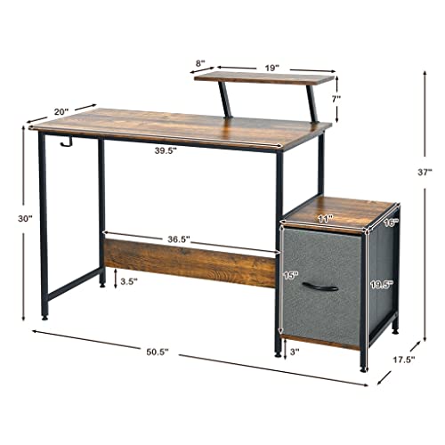 ZHAOLEI Computer Desk Writing Workstation W/Movable Storage Rack & Shelf for Home Office