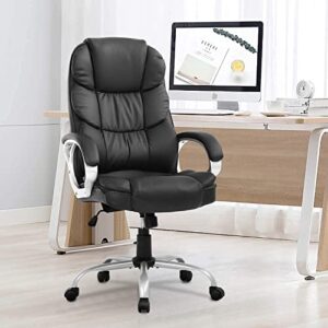ergonomic office chair computer chair computer chair with armrests lumbar support pu leather,black