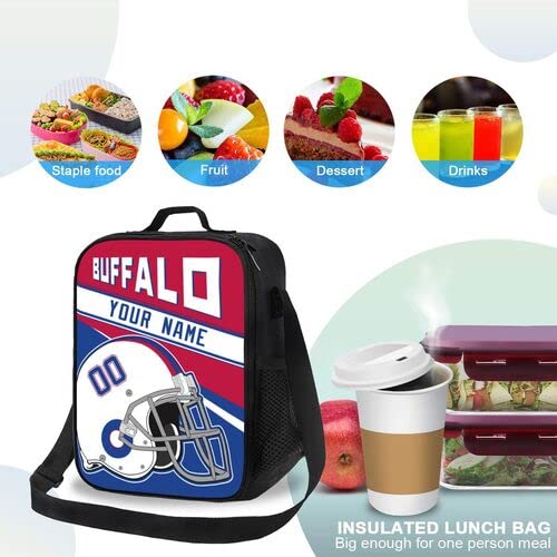 mdbozli Custom Personalized Buffalo Lunch Bag Adjustable Shoulder Straps Portable Insulated Lunch Box for Boy Girl Women Men