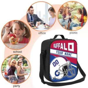 mdbozli Custom Personalized Buffalo Lunch Bag Adjustable Shoulder Straps Portable Insulated Lunch Box for Boy Girl Women Men