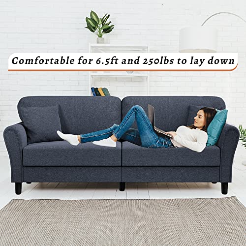 Shintenchi 87" Modern Sofa Loveseat, Oversize Deep Seat Sofa, Loveseat Furniture with Hardwood Frame, Mid-Century Upholstered Couch Furniture for Living Room,Rounded Arms,Dark Gray