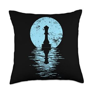 nice chess player gift for chess tournaments club game king queen horse chess piece men + women throw pillow, 18x18, multicolor