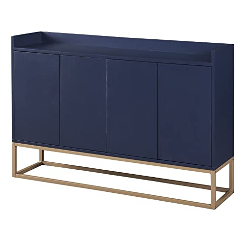 FRITHJILL Modern Sideboard with 4 Doors, Buffet Server Console Table with Gold Metal Base, Dining Room Entryway Storage Cabinet