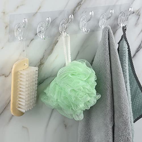 Multifunctional Transparent 6 Hooks, Transparent Plastic Glue Hooks, Adhesive Row Hooks, Punch-Free Wall-Mounted Hook, Oilproof Waterproof, Kitchen Bathroom Hooks