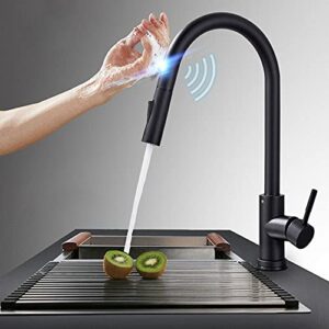 omoons kitchen taps pull out sensor kitchen faucets, stainless steel smart induction mixed tap, touch control sink tap, smart faucet kitchen faucet/black