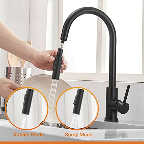 OMOONS Kitchen Taps Pull Out Sensor Kitchen Faucets, Stainless Steel Smart Induction Mixed Tap, Touch Control Sink Tap, Smart Faucet Kitchen Faucet/Black