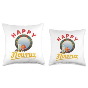 Happy Norooz Nowruz Gifts and Apparel Happy Nowruz Mubarak Goldfish Mirror Candle Persian New Year Throw Pillow, 16x16, Multicolor