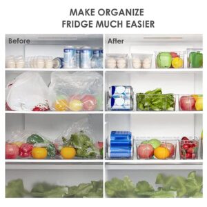 LSZ fridge organizer 6Pcs Refrigerator Organizer Bins Set, Clear Fridge Organizer, 14 Grid Egg Tray Beverage Box BPA Free Pantry Organization fridge organizer