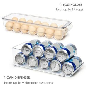 LSZ fridge organizer 6Pcs Refrigerator Organizer Bins Set, Clear Fridge Organizer, 14 Grid Egg Tray Beverage Box BPA Free Pantry Organization fridge organizer