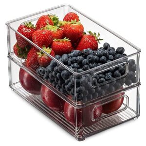 ZHJ 3Pcs Stackable Refrigerator Organizer Bins Fridge Organizers Clear Plastic Pantry Food Storage Rack For Fridge, Freezer And Kitchen fridge storage