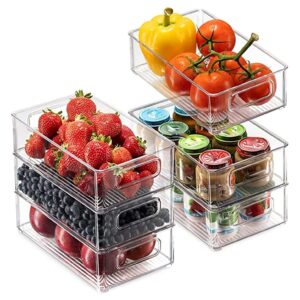 ZHJ 3Pcs Stackable Refrigerator Organizer Bins Fridge Organizers Clear Plastic Pantry Food Storage Rack For Fridge, Freezer And Kitchen fridge storage