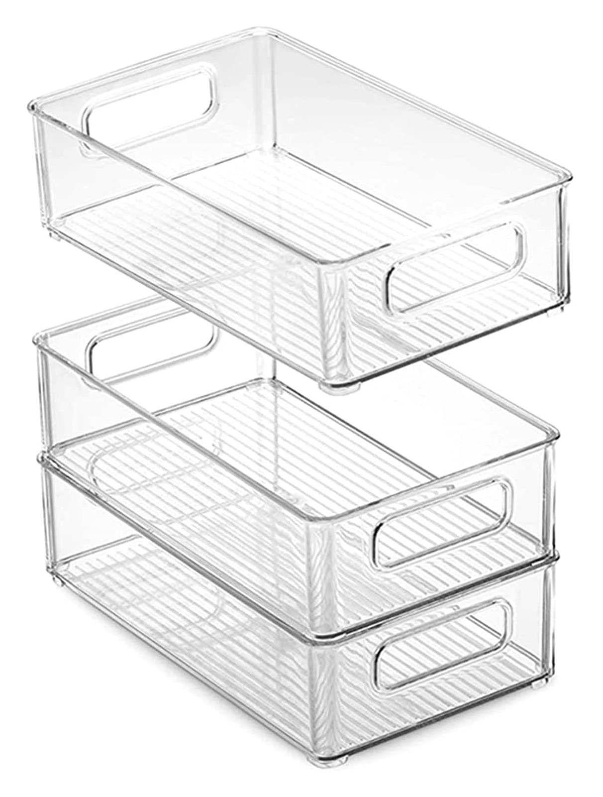 ZHJ 3Pcs Stackable Refrigerator Organizer Bins Fridge Organizers Clear Plastic Pantry Food Storage Rack For Fridge, Freezer And Kitchen fridge storage