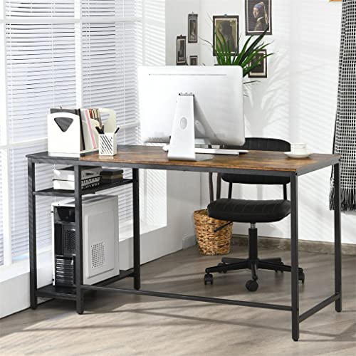 CZDYUF 55" Reversible Computer Desk Home Office Desk with Adjustable Storage Shelf Writing Desk