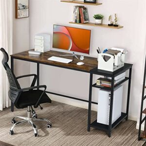CZDYUF 55" Reversible Computer Desk Home Office Desk with Adjustable Storage Shelf Writing Desk