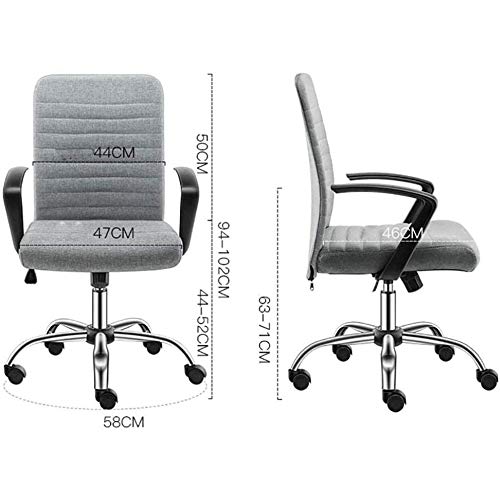 KXDFDC Home Office Chair, Gray Office Chair, Comfortable Upholstered Computer Chair, Adjustable Height Swivel Chair, Home Office Furniture