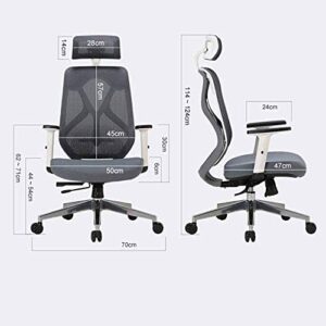 KXDFDC Comfortable Office Chair Back Ergonomic Chair Swivel Office Chair with Head Support Adjustable Arms (Color : OneColor)