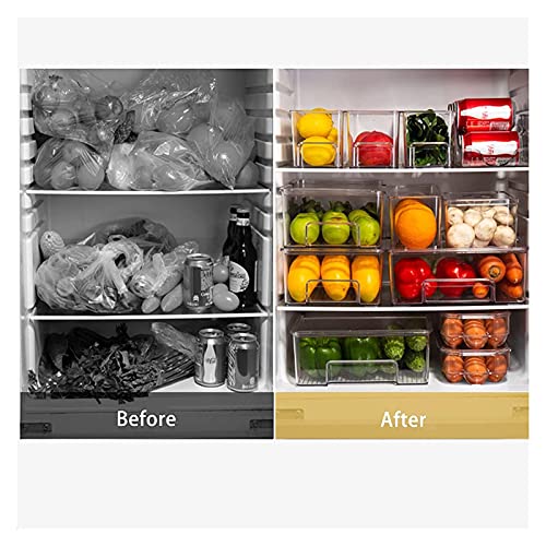 TIST Refrigerator Organizer Box with Lid, Clear Plastic Pantry Stackable Food Storage Box (Size : Small)