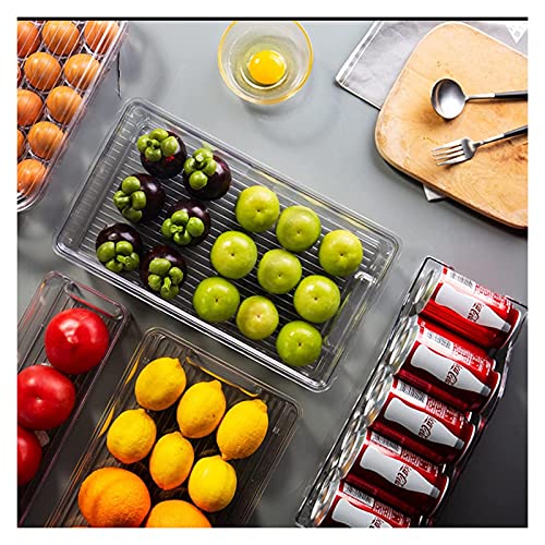 TIST Refrigerator Organizer Box with Lid, Clear Plastic Pantry Stackable Food Storage Box (Size : Small)