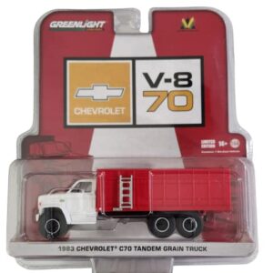 Greenlight 51433-B 1983 Chevy C70 Tandem Grain Truck Red & White 1/64 Scale