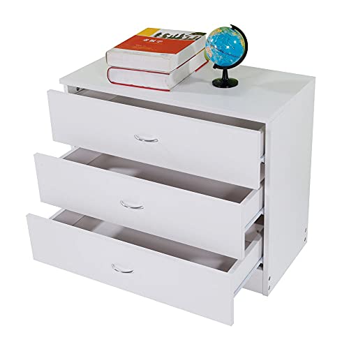 MJWDP (66 x 33 x 56) cm FCH Simple 3-Drawer Dresser White Night Table Bedside Table Nightstand