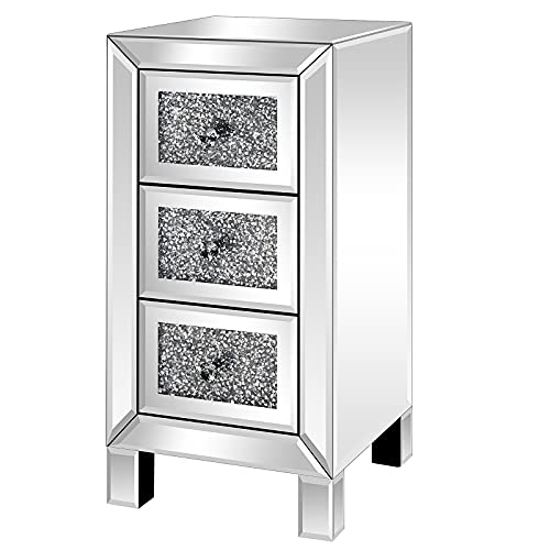 MJWDP (30 x 30 x 60) cm and Contemporary Surface with Diamond 3-Drawers Bedside Table Nightstand Side Table for Bedroom