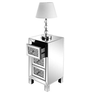 MJWDP (30 x 30 x 60) cm and Contemporary Surface with Diamond 3-Drawers Bedside Table Nightstand Side Table for Bedroom