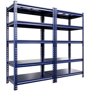 reibii 72" garage shelving heavy duty garage storage shelves load 1700lbs adjustable heavy duty shelving 5 tier metal shelving for storage industrial shelving 31.9" w x 17.1" d x 72" h blue 2 pack